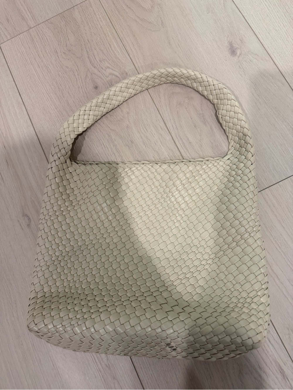 Woven Shoulder Bag in Light Beige